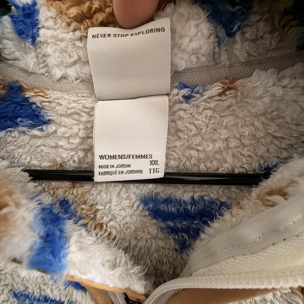 The North Face Campshire Printed Sherpa Fleece Hoodie Womens 2XL Aztec Blue - Picture 9 of 9